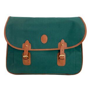 Vintage Ralph Lauren Messenger Bag In Green & Tan Trim stylish vintage bag timel